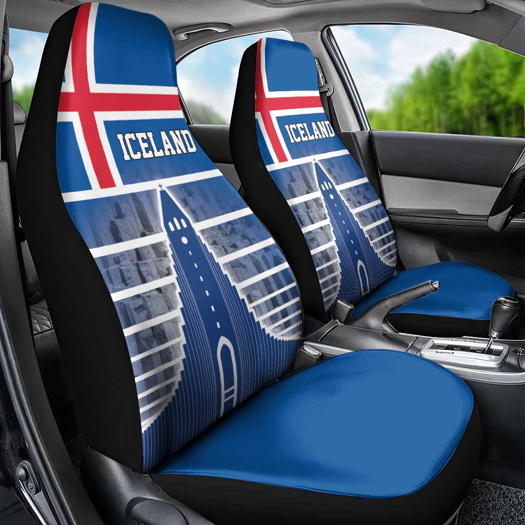 Iceland Hallgrimskirkja Church Car Seat Cover Icelandic Flag Design - Wonder Print Shop