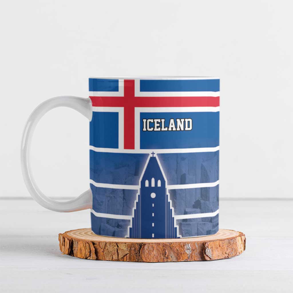 Iceland Hallgrimskirkja Church Ceramic Mug Icelandic Flag Design - Wonder Print Shop