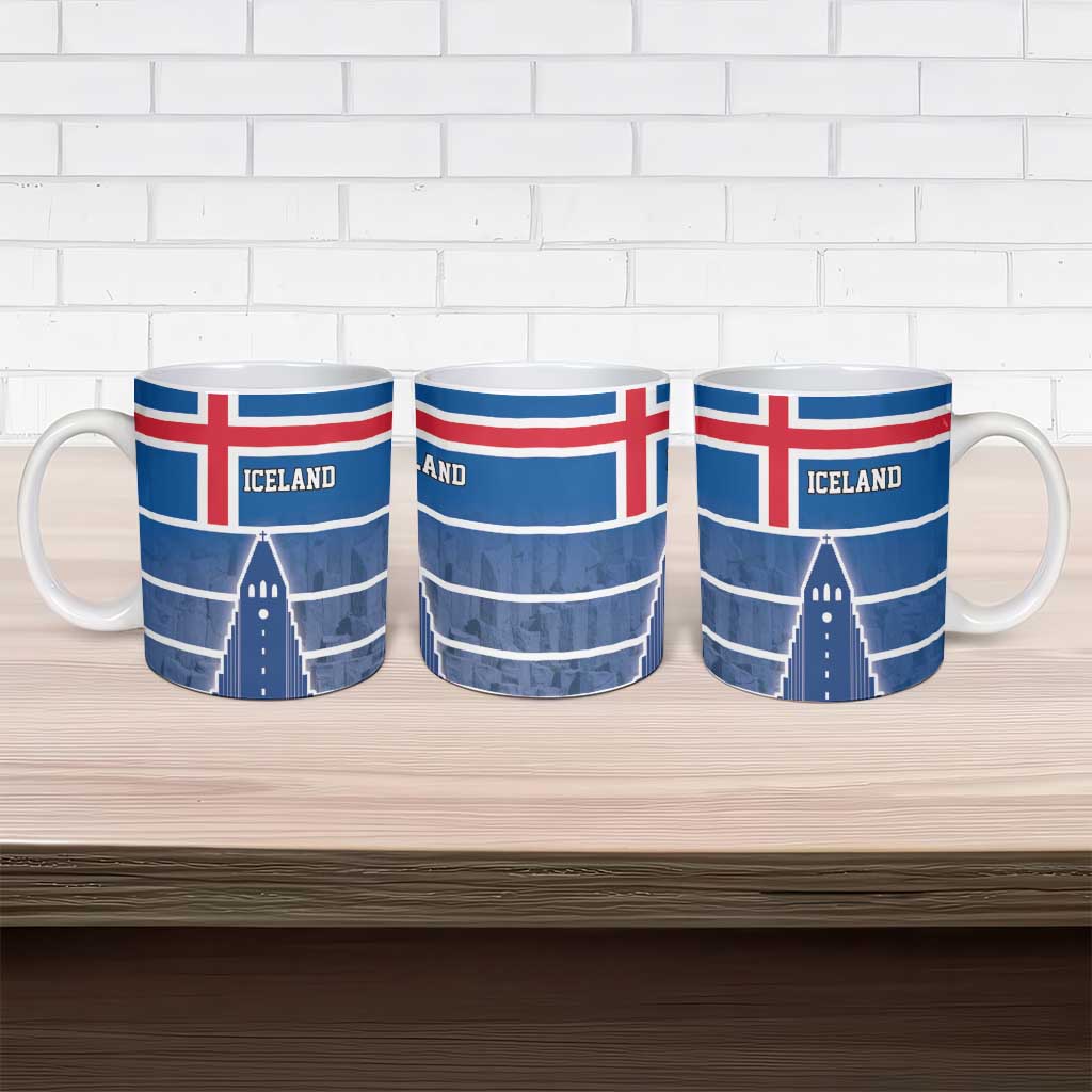 Iceland Hallgrimskirkja Church Ceramic Mug Icelandic Flag Design - Wonder Print Shop