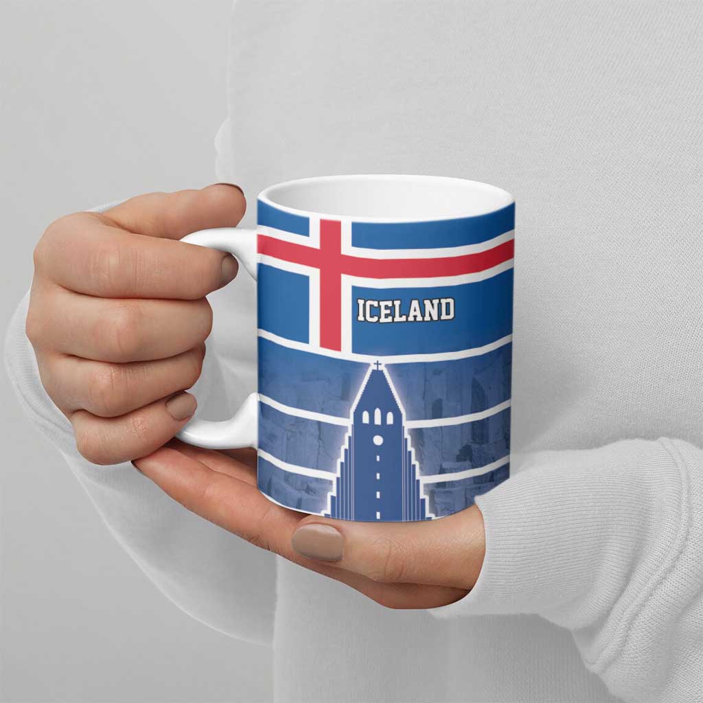 Iceland Hallgrimskirkja Church Ceramic Mug Icelandic Flag Design - Wonder Print Shop