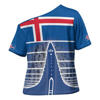 Iceland Hallgrimskirkja Church Cross Shoulder Shirt Icelandic Flag Design - Wonder Print Shop