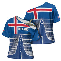 Iceland Hallgrimskirkja Church Cross Shoulder Shirt Icelandic Flag Design - Wonder Print Shop