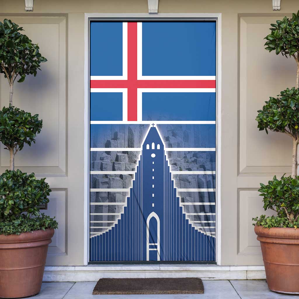Iceland Hallgrimskirkja Church Door Cover Icelandic Flag Design - Wonder Print Shop