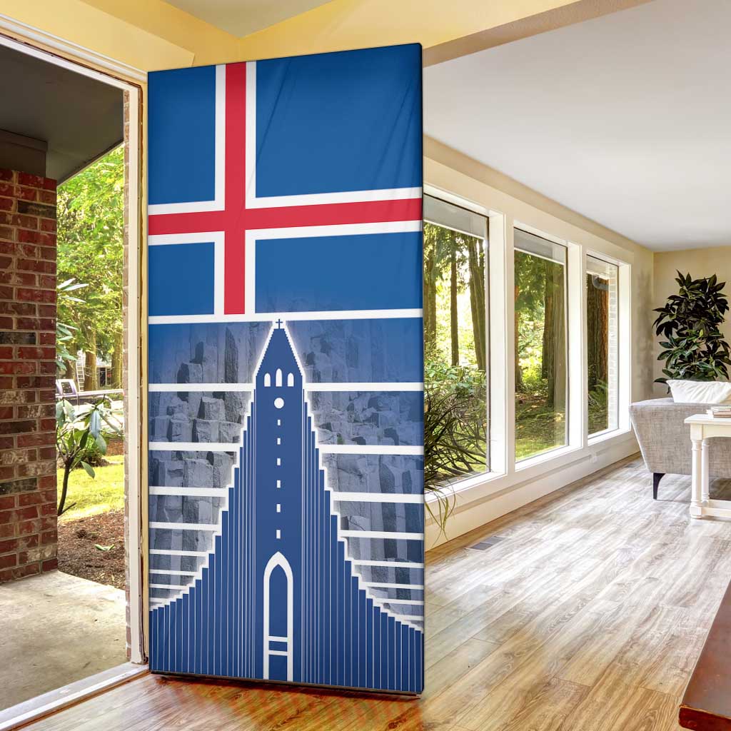 Iceland Hallgrimskirkja Church Door Cover Icelandic Flag Design - Wonder Print Shop