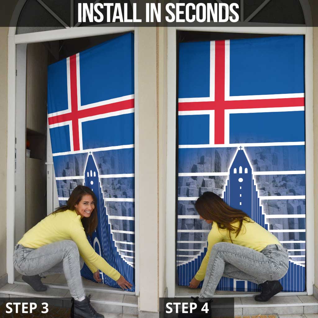 Iceland Hallgrimskirkja Church Door Cover Icelandic Flag Design - Wonder Print Shop