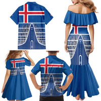 Iceland Hallgrimskirkja Church Family Matching Mermaid Dress and Hawaiian Shirt Icelandic Flag Design - Wonder Print Shop