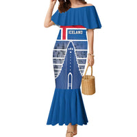 Iceland Hallgrimskirkja Church Family Matching Mermaid Dress and Hawaiian Shirt Icelandic Flag Design - Wonder Print Shop