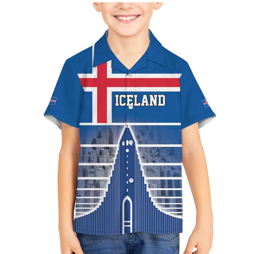 Iceland Hallgrimskirkja Church Family Matching Mermaid Dress and Hawaiian Shirt Icelandic Flag Design - Wonder Print Shop