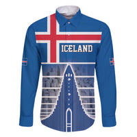 Iceland Hallgrimskirkja Church Family Matching Off The Shoulder Long Sleeve Dress and Hawaiian Shirt Icelandic Flag Design - Wonder Print Shop