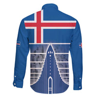 Iceland Hallgrimskirkja Church Family Matching Off The Shoulder Long Sleeve Dress and Hawaiian Shirt Icelandic Flag Design - Wonder Print Shop