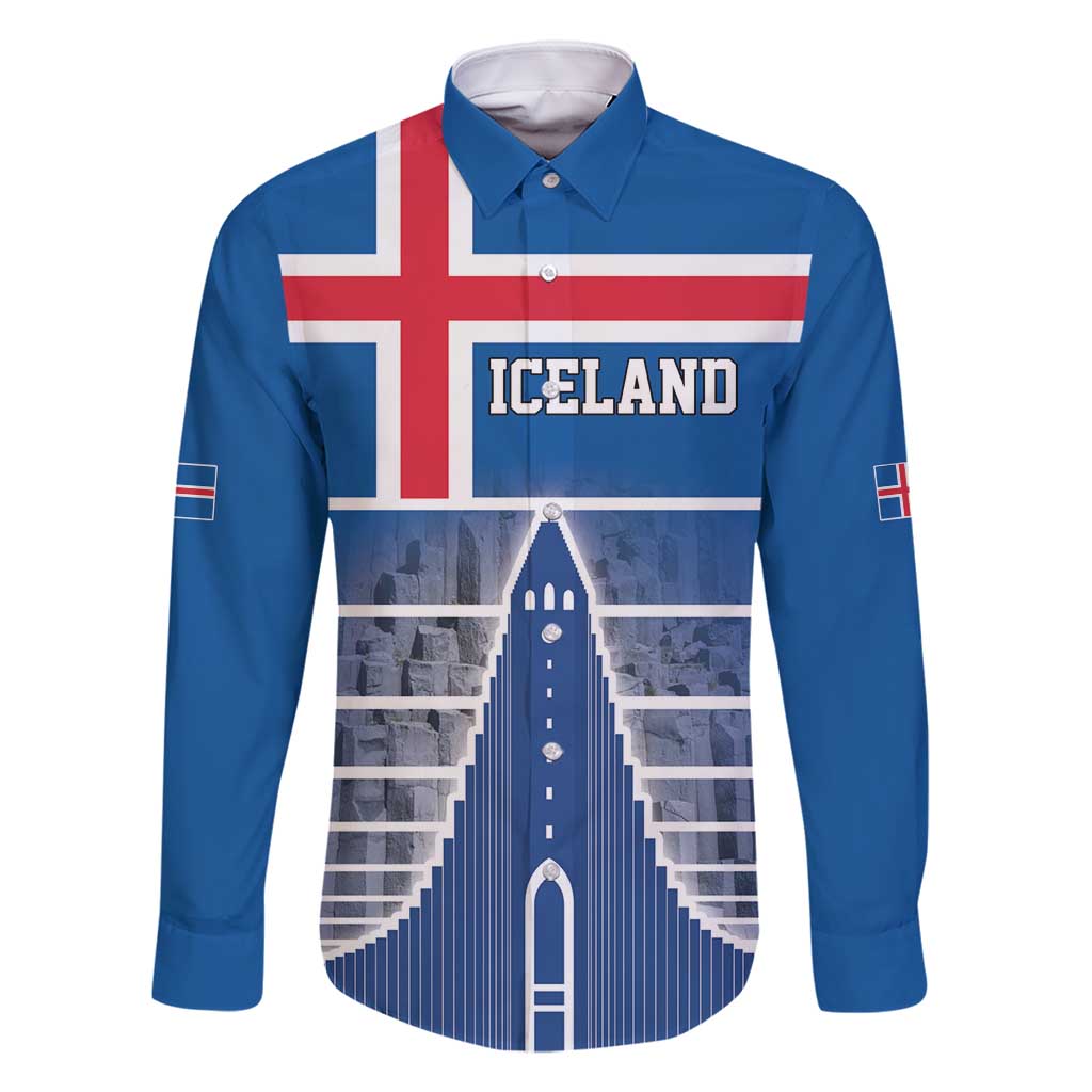 Iceland Hallgrimskirkja Church Family Matching Off Shoulder Maxi Dress and Hawaiian Shirt Icelandic Flag Design - Wonder Print Shop