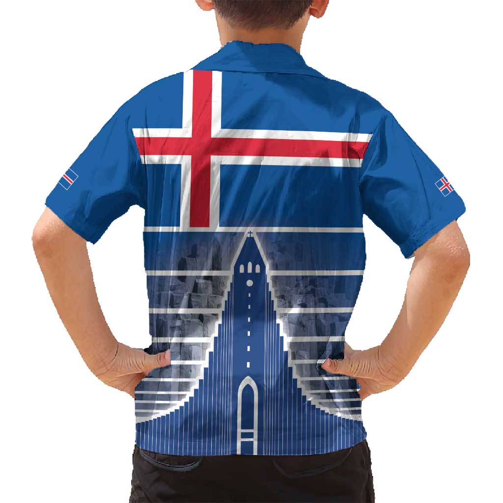 Iceland Hallgrimskirkja Church Family Matching Puletasi and Hawaiian Shirt Icelandic Flag Design - Wonder Print Shop