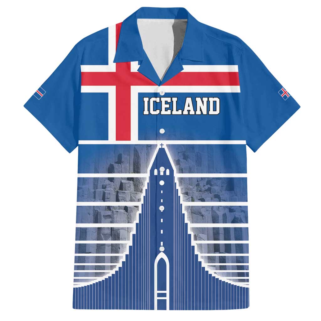 Iceland Hallgrimskirkja Church Family Matching Puletasi and Hawaiian Shirt Icelandic Flag Design - Wonder Print Shop