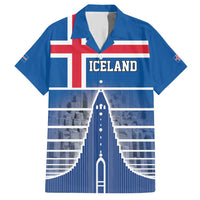 Iceland Hallgrimskirkja Church Family Matching Short Sleeve Bodycon Dress and Hawaiian Shirt Icelandic Flag Design - Wonder Print Shop