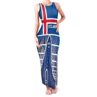 Iceland Hallgrimskirkja Church Family Matching Tank Maxi Dress and Hawaiian Shirt Icelandic Flag Design - Wonder Print Shop