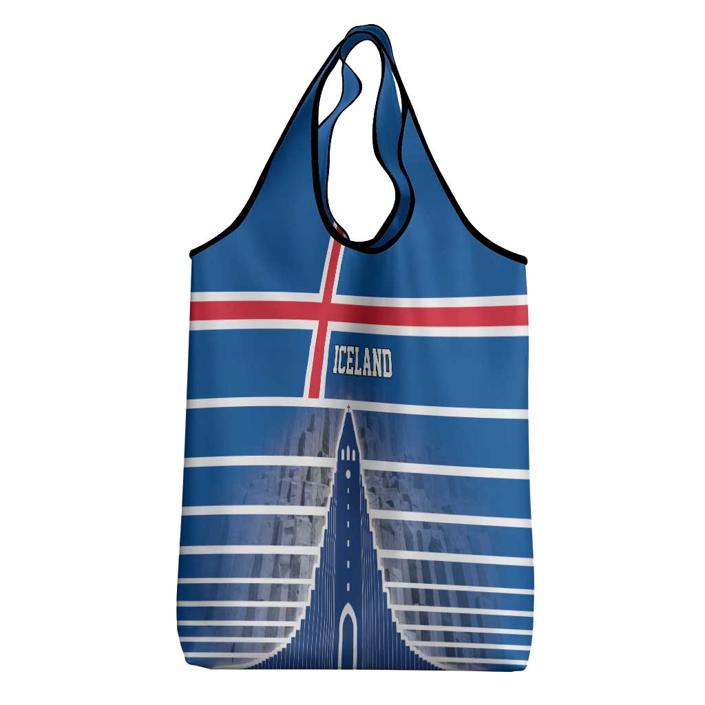 Iceland Hallgrimskirkja Church Grocery Bag Icelandic Flag Design - Wonder Print Shop