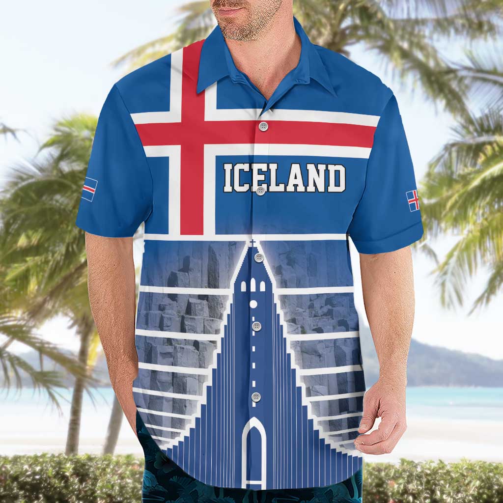 Iceland Hallgrimskirkja Church Hawaiian Shirt Icelandic Flag Design - Wonder Print Shop