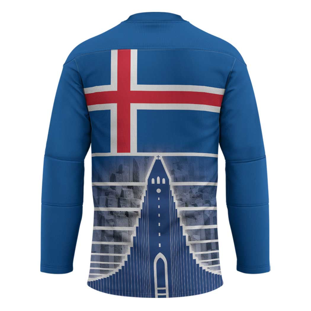 Iceland Hallgrimskirkja Church Hockey Jersey Icelandic Flag Design - Wonder Print Shop