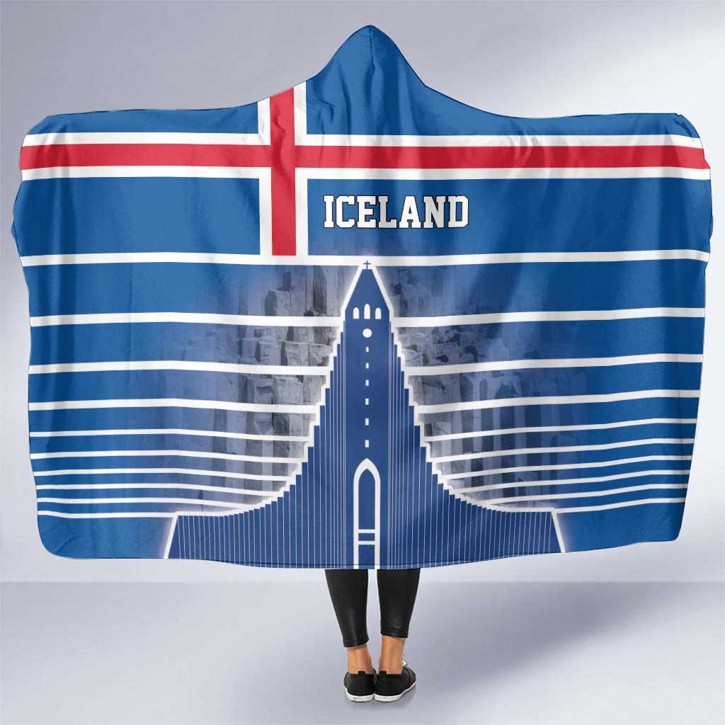 Iceland Hallgrimskirkja Church Hooded Blanket Icelandic Flag Design - Wonder Print Shop