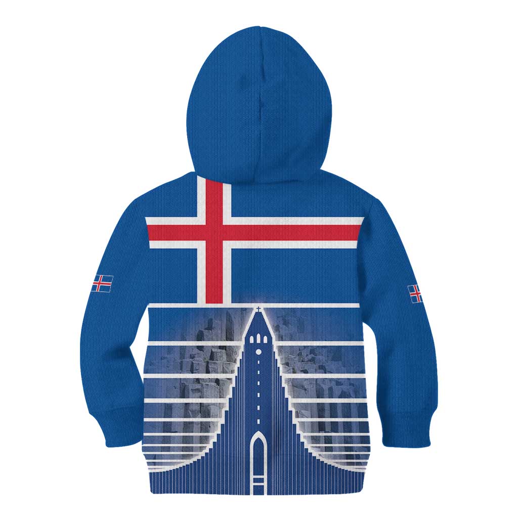 Iceland Hallgrimskirkja Church Kid Hoodie Icelandic Flag Design - Wonder Print Shop