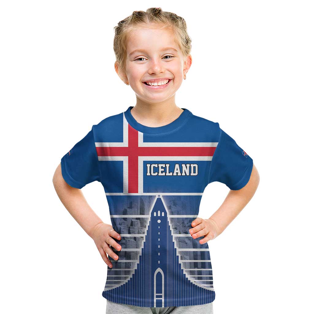 Iceland Hallgrimskirkja Church Kid T Shirt Icelandic Flag Design - Wonder Print Shop
