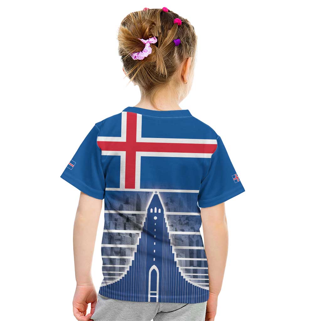 Iceland Hallgrimskirkja Church Kid T Shirt Icelandic Flag Design - Wonder Print Shop
