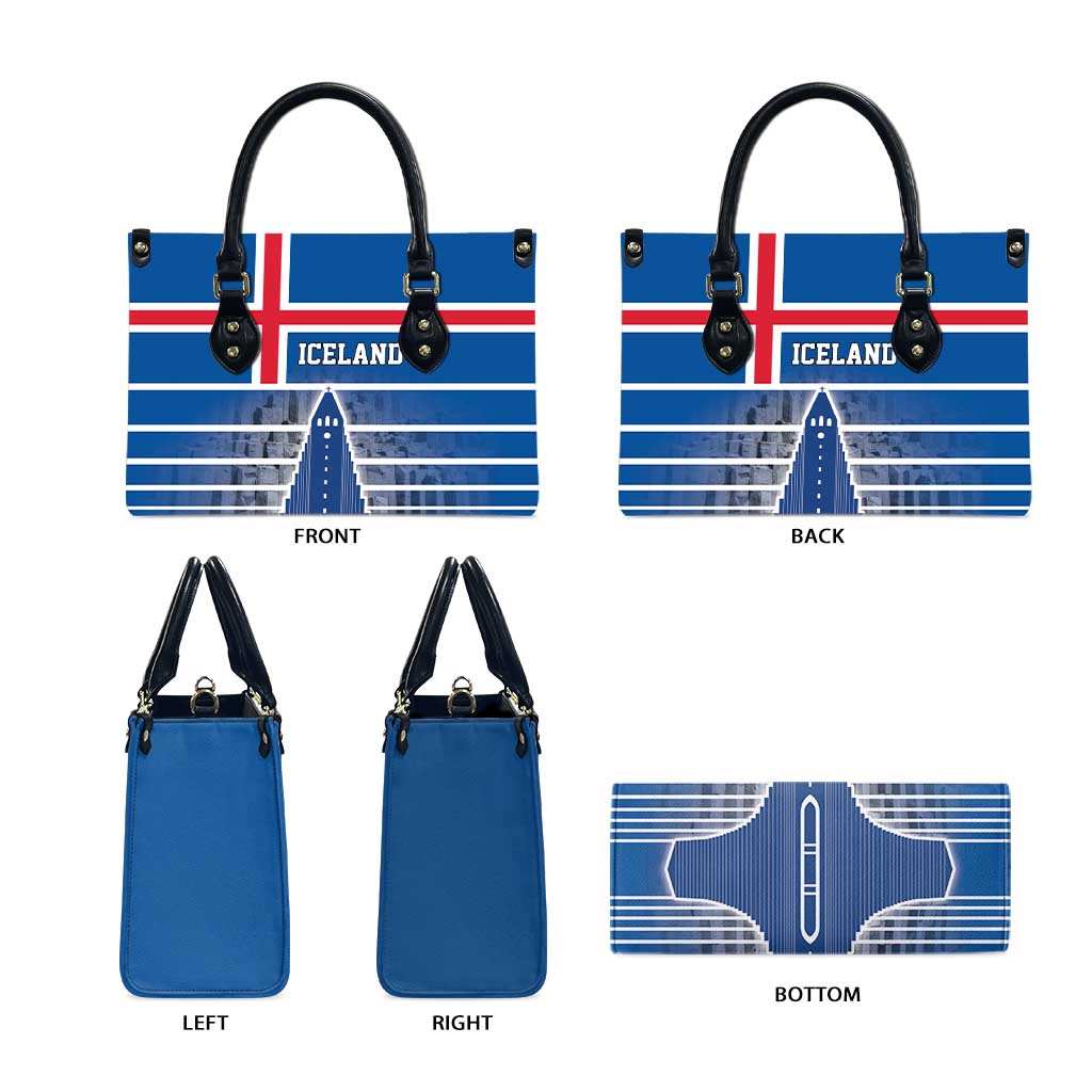 Iceland Hallgrimskirkja Church Leather Bag Icelandic Flag Design - Wonder Print Shop