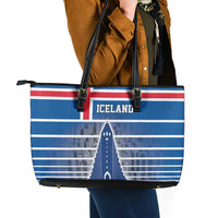 Iceland Hallgrimskirkja Church Leather Tote Bag Icelandic Flag Design - Wonder Print Shop
