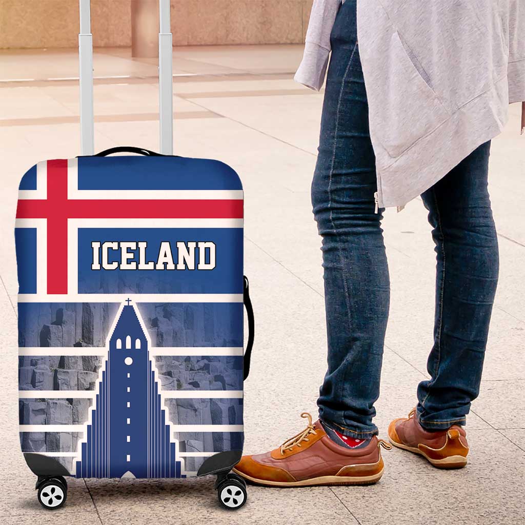 Iceland Hallgrimskirkja Church Luggage Cover Icelandic Flag Design - Wonder Print Shop