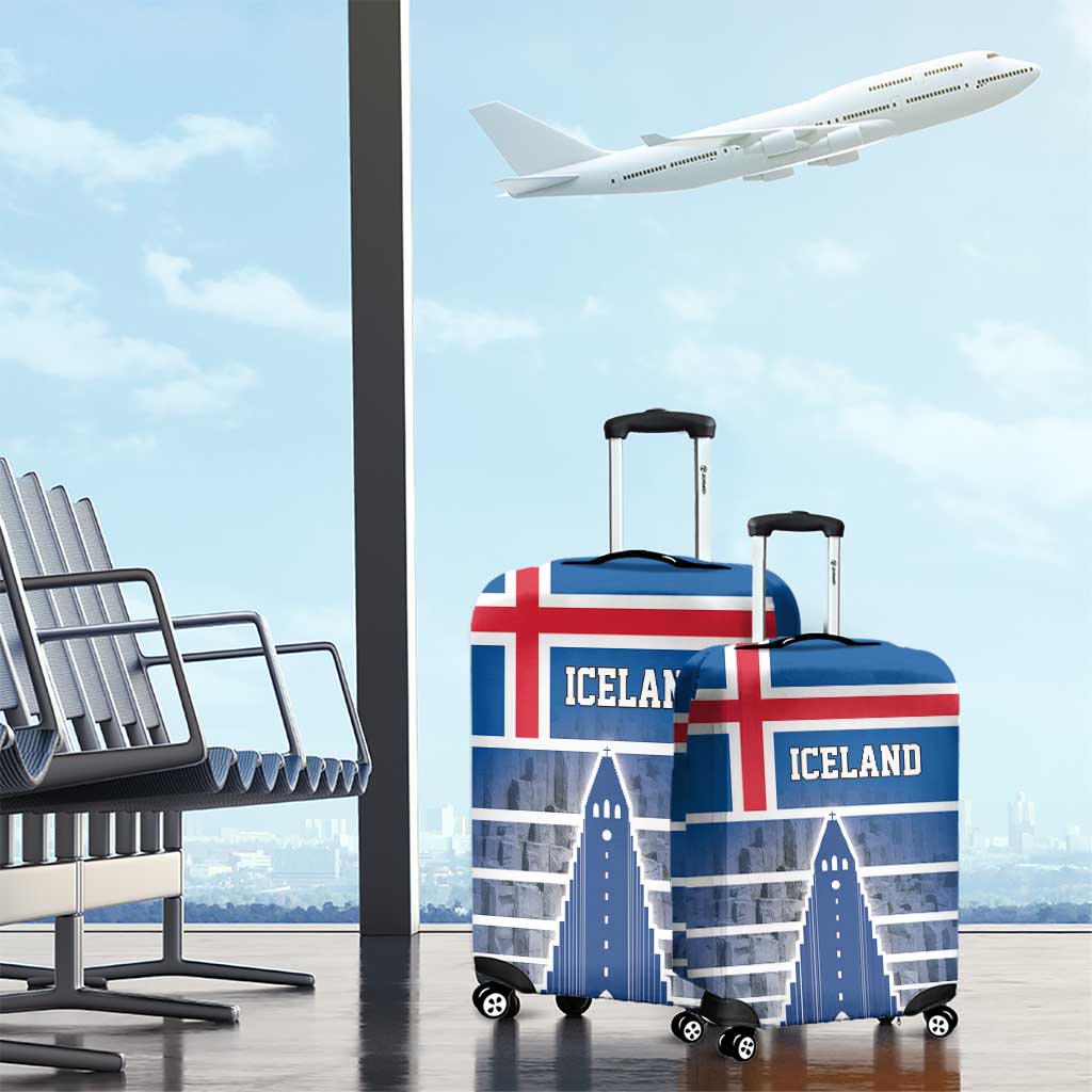 Iceland Hallgrimskirkja Church Luggage Cover Icelandic Flag Design - Wonder Print Shop
