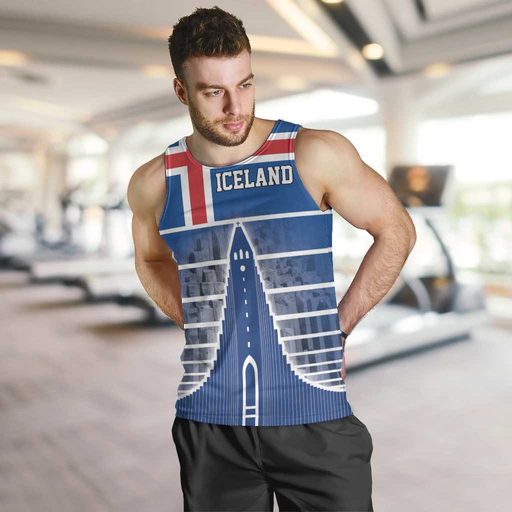 Iceland Hallgrimskirkja Church Men Tank Top Icelandic Flag Design - Wonder Print Shop