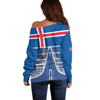 Iceland Hallgrimskirkja Church Off Shoulder Sweater Icelandic Flag Design - Wonder Print Shop