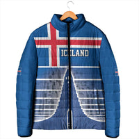 Iceland Hallgrimskirkja Church Padded Jacket Icelandic Flag Design - Wonder Print Shop