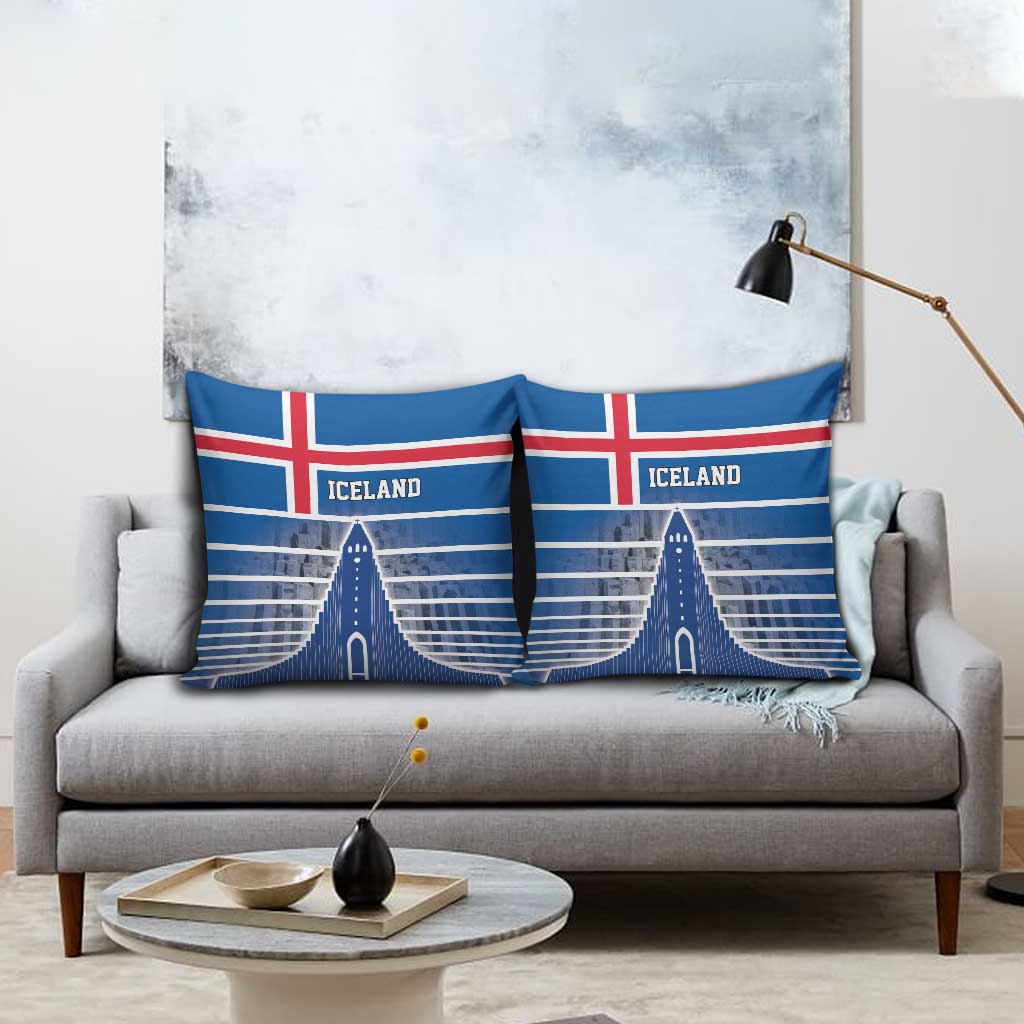 Iceland Hallgrimskirkja Church Pillow Cover Icelandic Flag Design - Wonder Print Shop