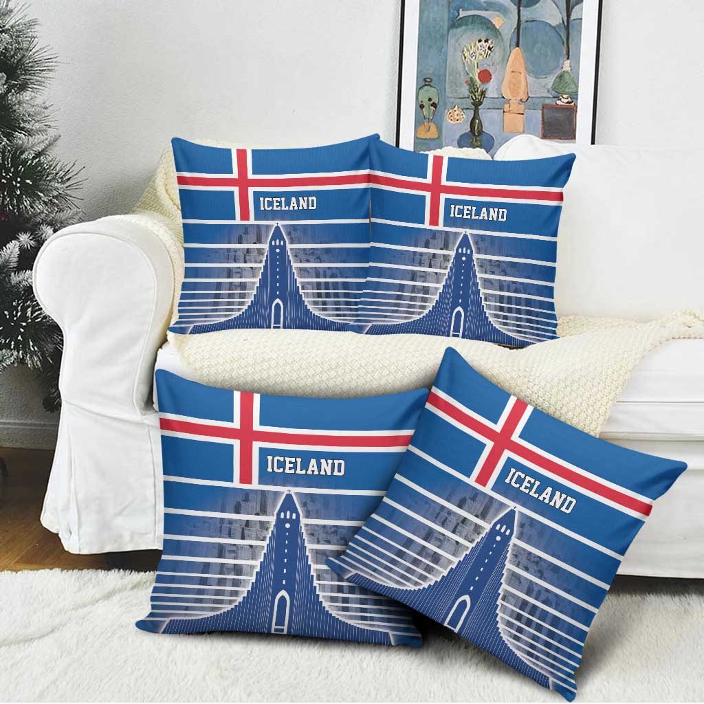Iceland Hallgrimskirkja Church Pillow Cover Icelandic Flag Design - Wonder Print Shop