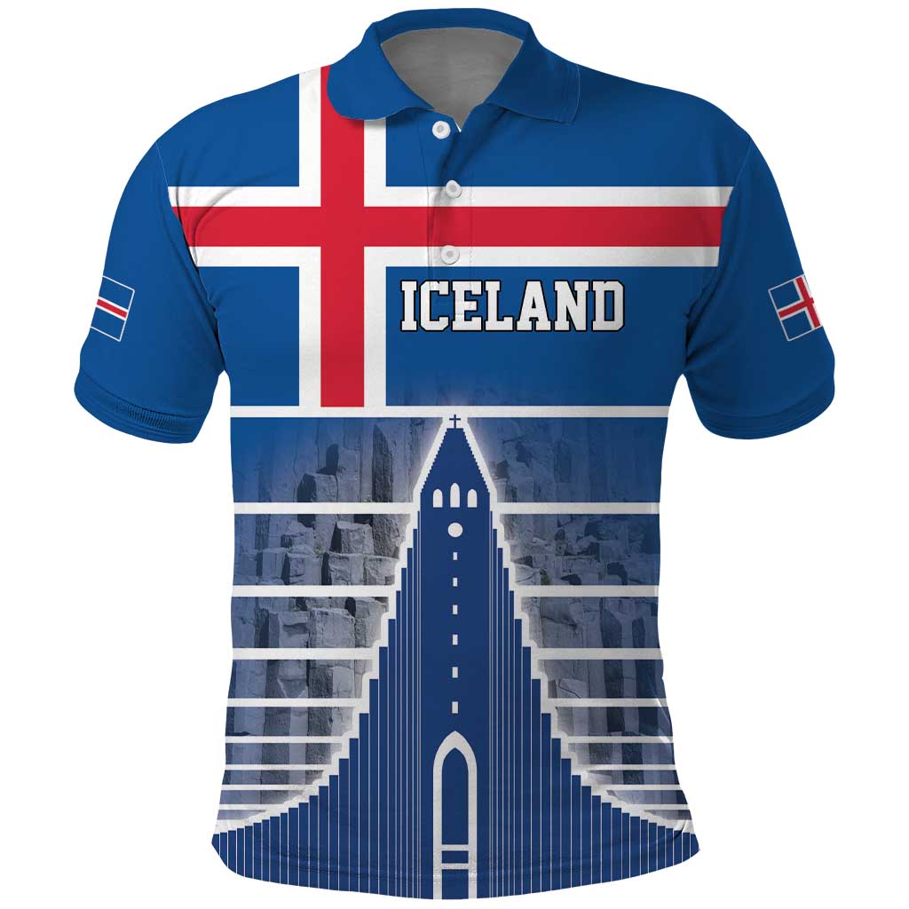Iceland Hallgrimskirkja Church Polo Shirt Icelandic Flag Design - Wonder Print Shop