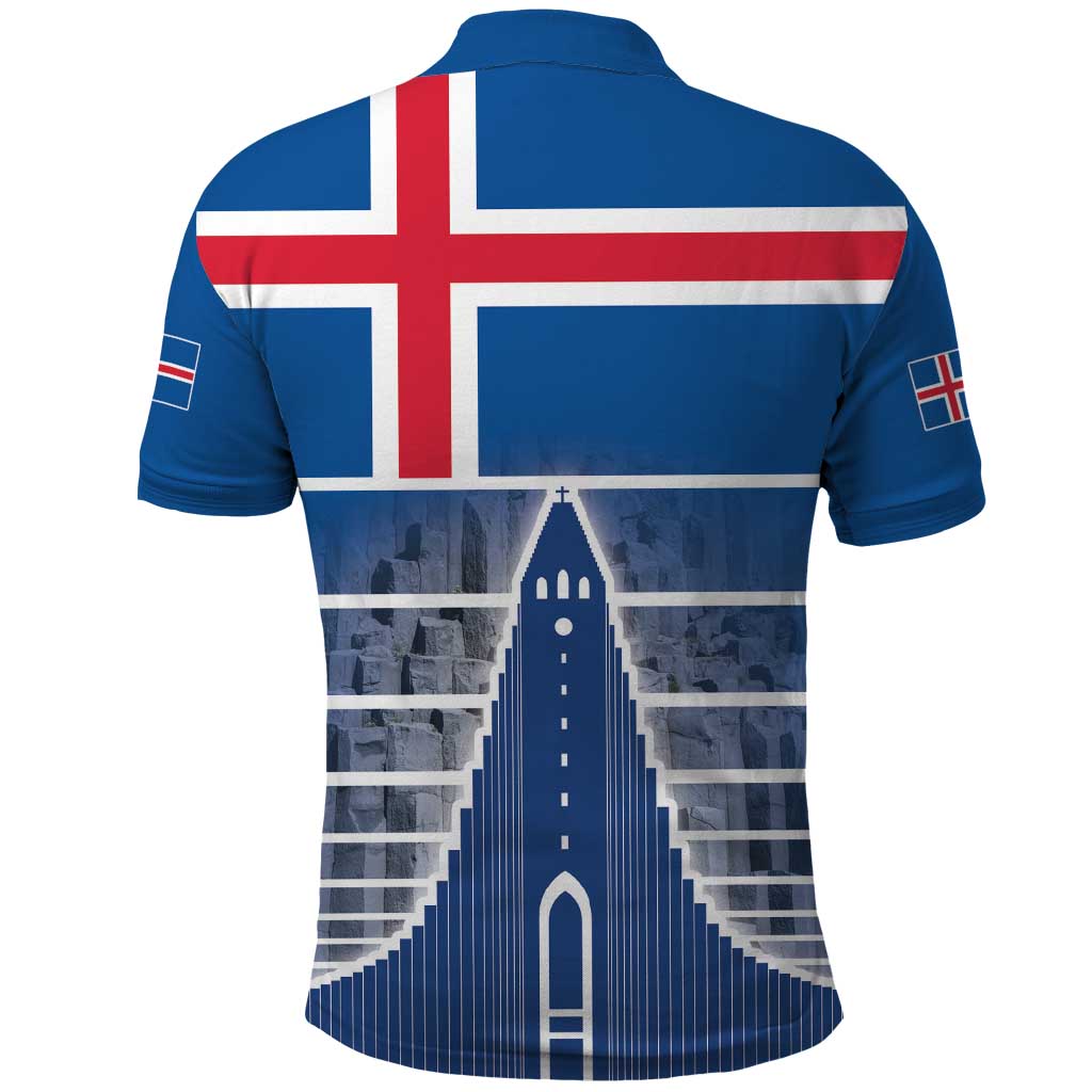 Iceland Hallgrimskirkja Church Polo Shirt Icelandic Flag Design - Wonder Print Shop