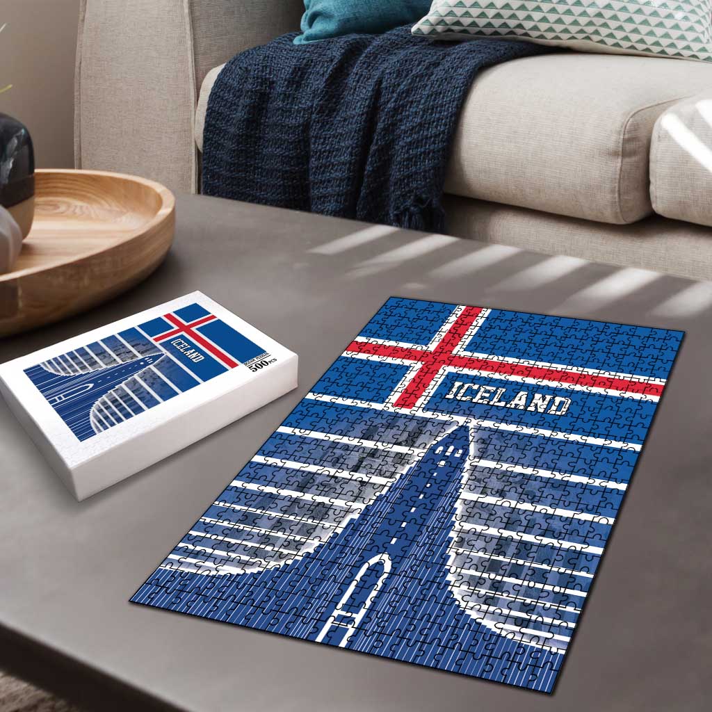 Iceland Hallgrimskirkja Church Puzzle Icelandic Flag Design - Wonder Print Shop
