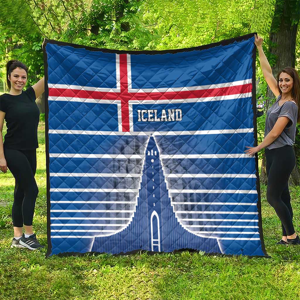 Iceland Hallgrimskirkja Church Quilt Icelandic Flag Design - Wonder Print Shop