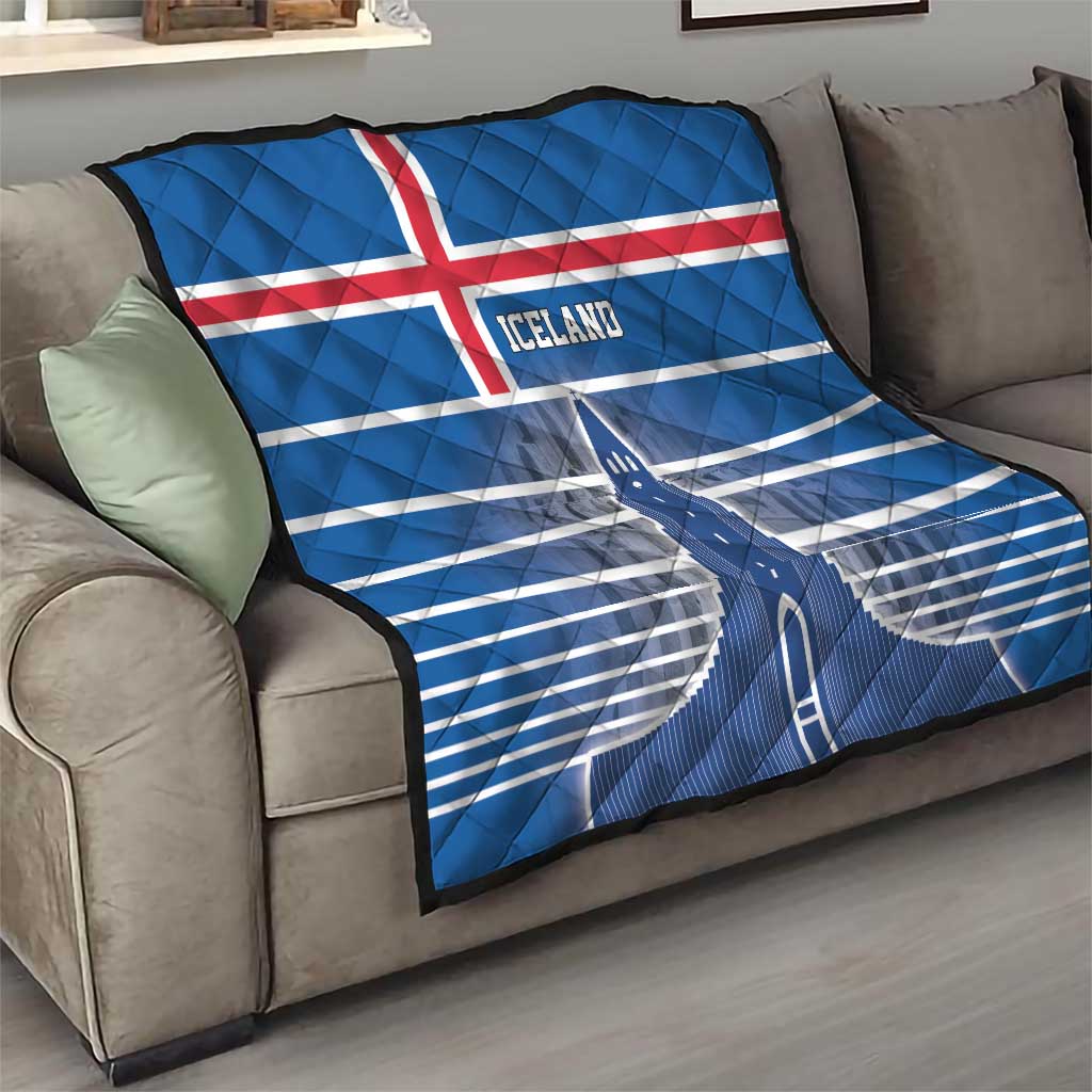 Iceland Hallgrimskirkja Church Quilt Icelandic Flag Design - Wonder Print Shop