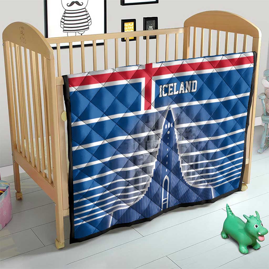 Iceland Hallgrimskirkja Church Quilt Icelandic Flag Design - Wonder Print Shop