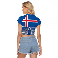 Iceland Hallgrimskirkja Church Raglan Cropped T Shirt Icelandic Flag Design - Wonder Print Shop