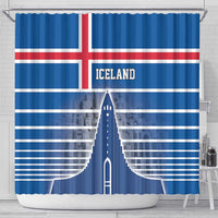 Iceland Hallgrimskirkja Church Shower Curtain Icelandic Flag Design - Wonder Print Shop