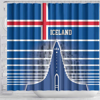 Iceland Hallgrimskirkja Church Shower Curtain Icelandic Flag Design - Wonder Print Shop