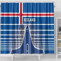 Iceland Hallgrimskirkja Church Shower Curtain Icelandic Flag Design - Wonder Print Shop