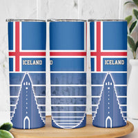 Iceland Hallgrimskirkja Church Skinny Tumbler Icelandic Flag Design - Wonder Print Shop