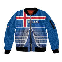 Iceland Hallgrimskirkja Church Sleeve Zip Bomber Jacket Icelandic Flag Design - undefined