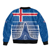 Iceland Hallgrimskirkja Church Sleeve Zip Bomber Jacket Icelandic Flag Design - undefined