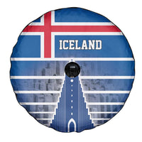 Iceland Hallgrimskirkja Church Spare Tire Cover Icelandic Flag Design - Wonder Print Shop