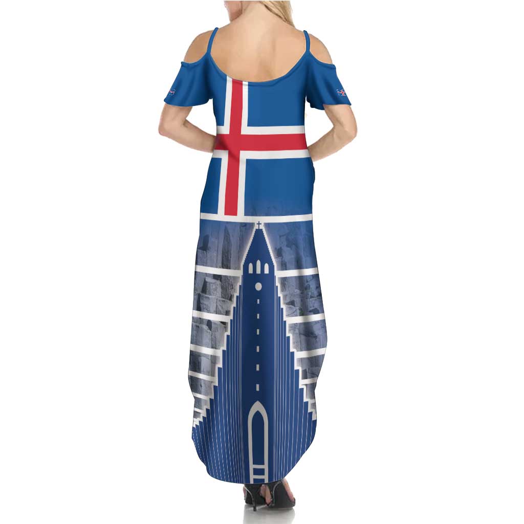 Iceland Hallgrimskirkja Church Summer Maxi Dress Icelandic Flag Design - Wonder Print Shop